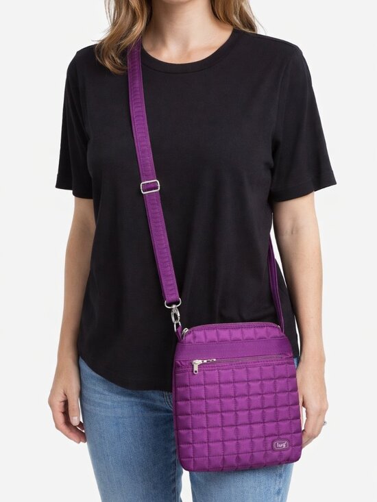lug Handbags - LUG Skipper Quilted Crossbody Bag Pouch Purse Waist Pack Plum Purple 7.5" x 8.5"